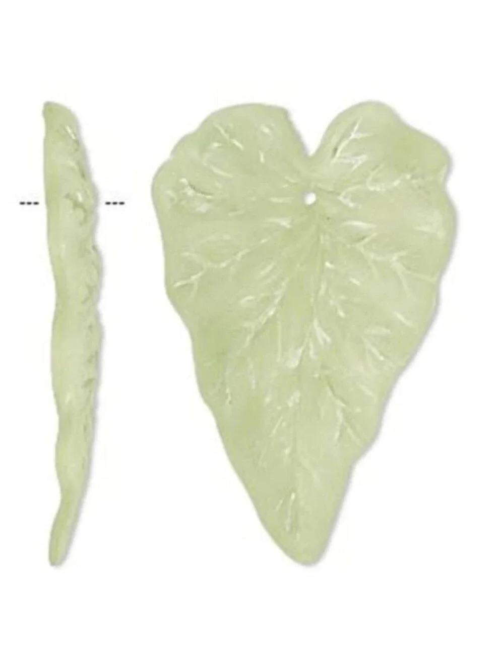 Pale Green Frosted Acrylic Veined Dimensional Leaf Large 50mm Pendant